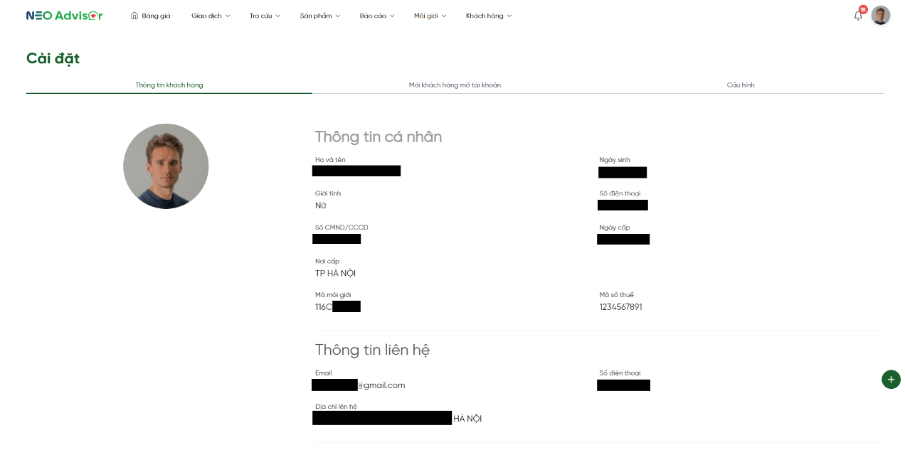 Thông tin người dùng